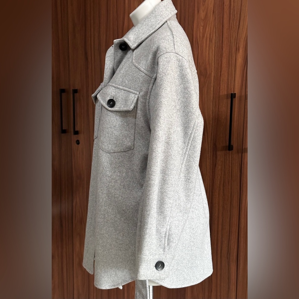 Zara Grey Soft Belted Overshirt Size SMALL - Picture 7 of 12